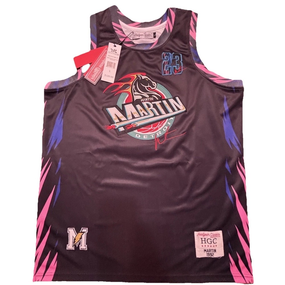 NWT Men's Headgear Classics Martin Detroit Pistons Jersey Size Large 23